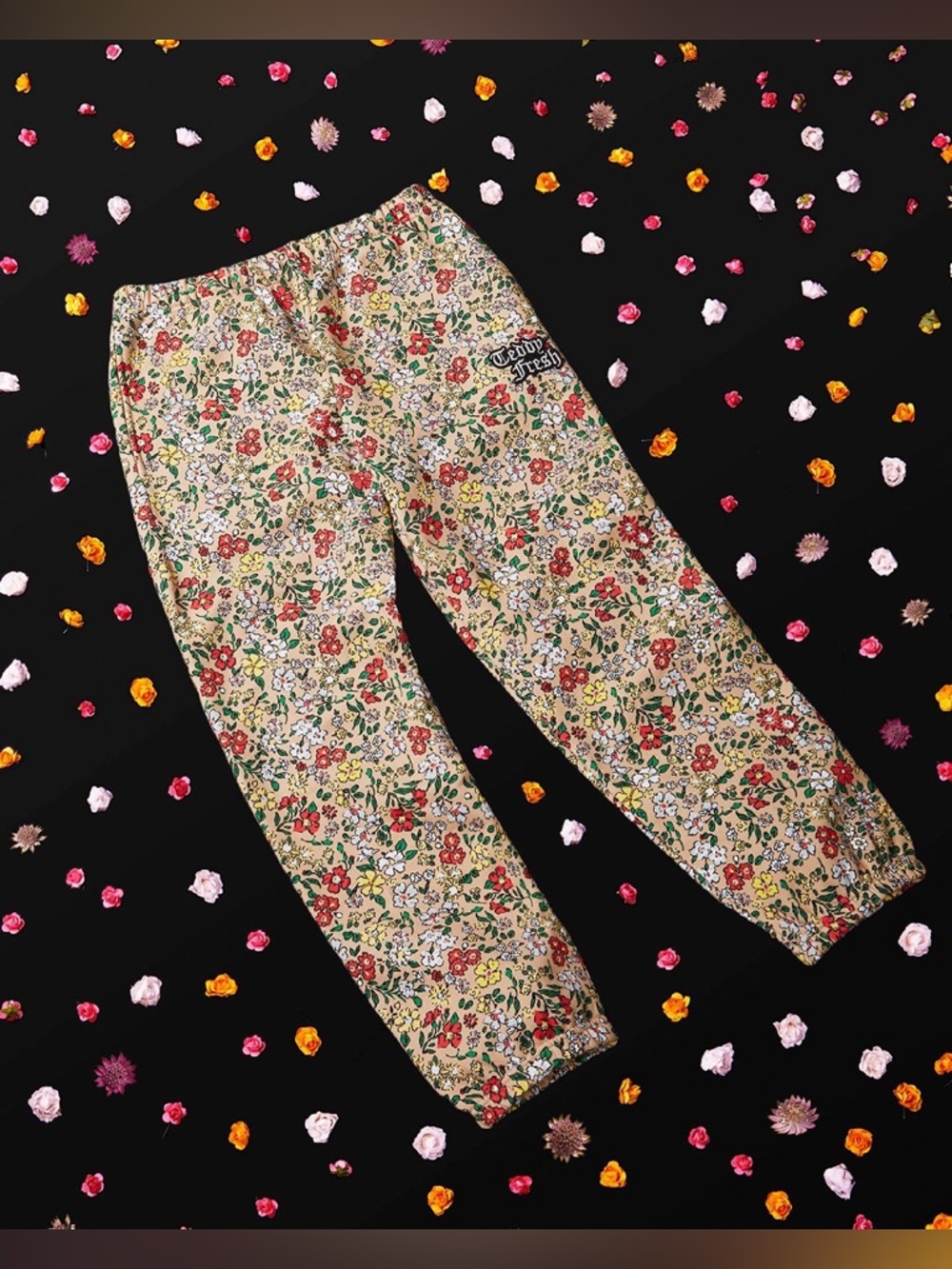 Teddy Fresh Grandma’s Floral Sweatpants Tan Medium / Large